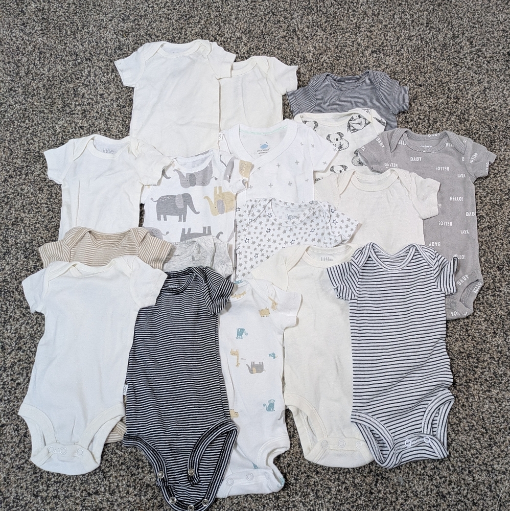 Carter's Neutral & Gray Baby One-Piece Bodysuit Bundle